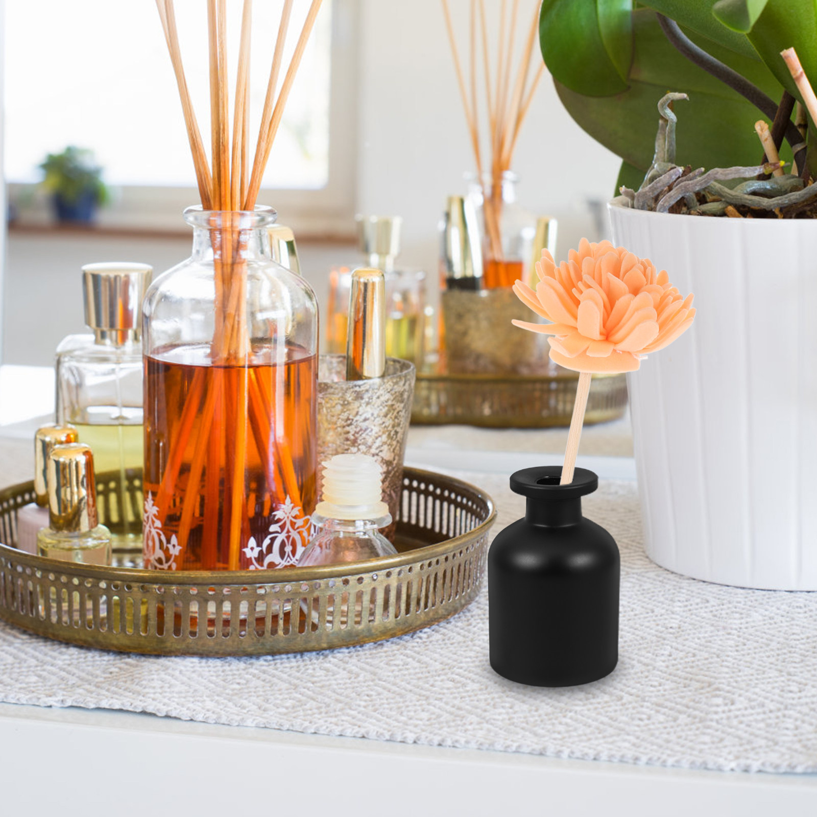 Home Fragrance Oils - 2Pcs 세련된 원통형 유리 디퓨저 병